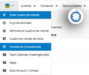 Inicio de Consola de renovaciones de SugarCRM