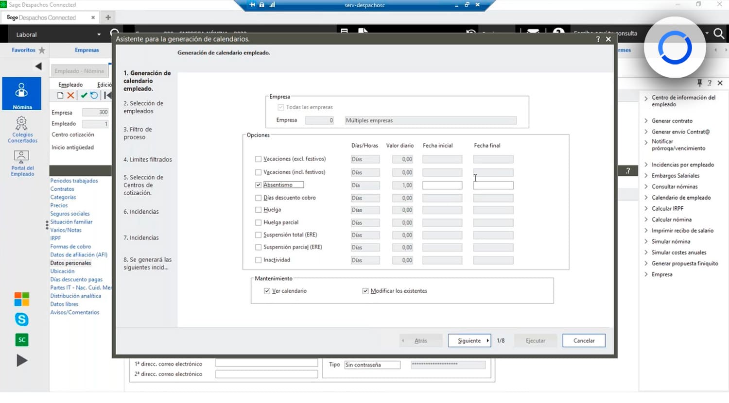 Incidencias-calendarios-Sage-Despachos-Connected
