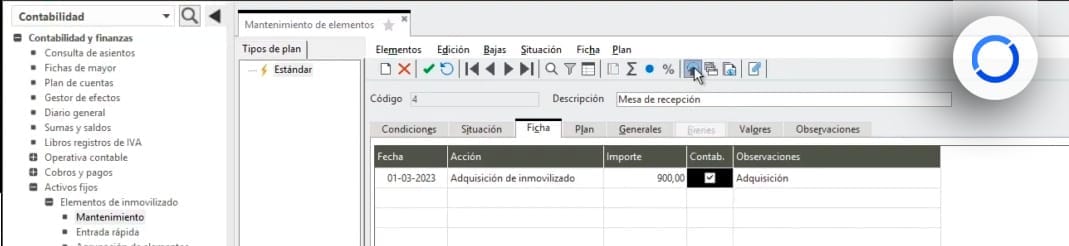 dar de alta activos fijos sage