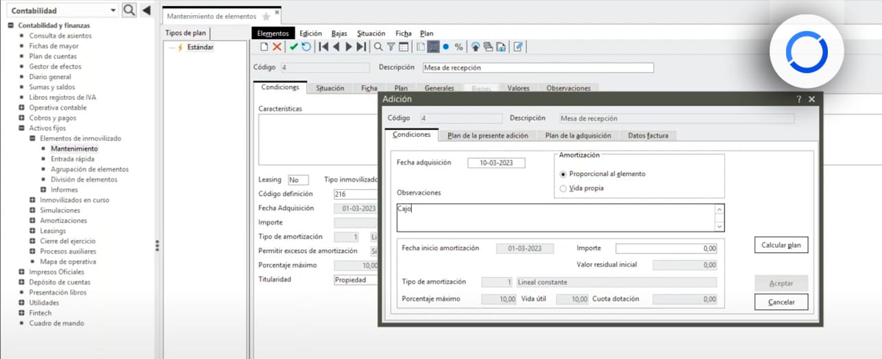 gestionar activos fijos sage 200