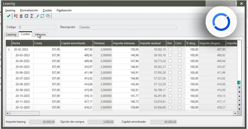 realizar leasing en sage 200